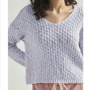 Anthropologie Pilcro Textured Wide Neck Cotton Sweater Size L